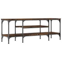 mueble tv  mueble de salon  armario tv madera ingenieria y hierro roble ahumado 121x35x45 cm