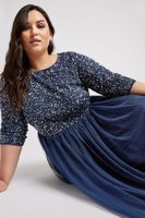 luxe vestido largo azul cuerpo lentejuelas mujer curvy y tallas grandes luxe ultimate embellishment