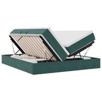 Cama Con Almacenamiento Y Colchón Verde Oscuro 200 X 200 Cm Vidaxl