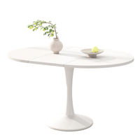 mesa de comedor extensible ovalada - 100140x100x75 cm - minimalista y moderna - blanco