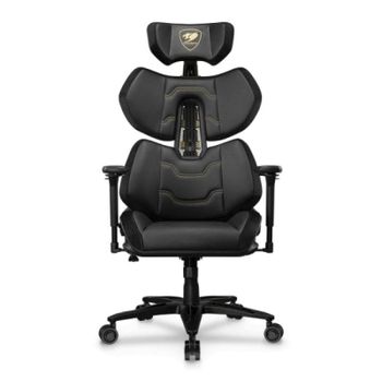 Silla gaming COUGAR Terminator Elite Gold 135 kg respaldo ajustable reposabrazos 4D acolchada negra y oro