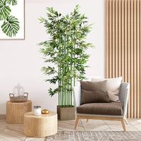 bambu artificial de poliester madera pino homcom 35x10x180 cm-verde