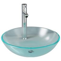 lavabo de bano moderno  lavabo con grifo y tapon pulsador cristal templado esmerilado