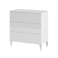comoda de 3 cajones amplios 80x76 cm melamina blanco