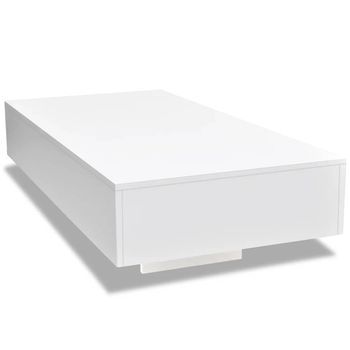 Mesa De Café - Mesa De Centro Rectangular De Fibra De Vidrio Blanco Brillante