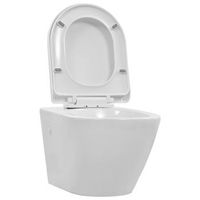 inodoro de pared sin bordes de ceramica blanco vidaxl