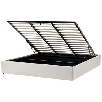 Cama Con Almacenaje Moderna Sin Cabecero Tapizada De Tela De Poliéster Beige Claro 180 X 200 Cm Dinan