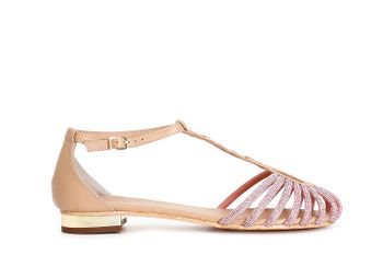 sandalias de piel con pedrería mignon nude