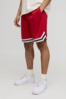 pantalon corto de malla estilo baloncesto de largo medio rojo