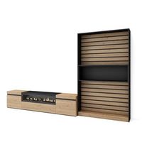 muebles de salon para tv conjunto de muebles comedor 310x186x35cm para tv hasta 80 chimenea electrica estilo moderno roble y negro