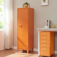 casillero metalico kurikka con 3 compartimientos acero 137x38x38 cm - naranja encasa
