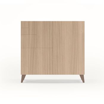 Zapatero de melamina nogal claro patas moka 87x90x27 cm