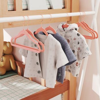 30 perchas infantiles antideslizantes de terciopelo de color rosa