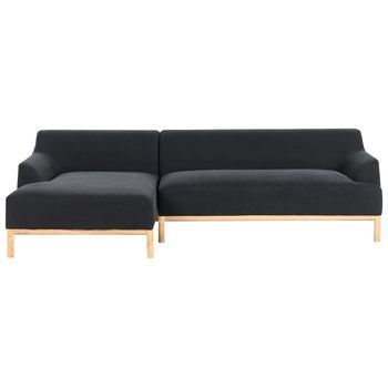 Sofá Esquinero Elegante Tela Poliéster Patas De Madera Sala De Estar Negro Derecho Sosjo