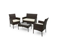 conjunto sofa  2 sillas  mesa en ratan pe muebles de jardin y terraza ratan marron