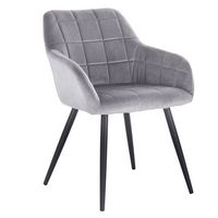 silla de comedor con reposabrazos silla de cocina silla de salon de terciopelo patas de metal - gris - woltu