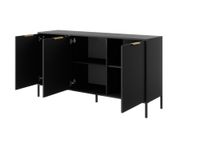 comoda efecto madera negro y dorado