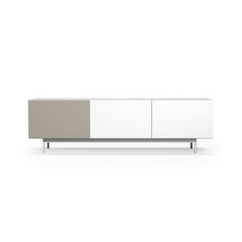 Mueble tv 3 puertas melamina blanco-arena patas blanco 52x180x44 cm