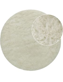 Alfombra de pelo largo Silvana blanco 120 cm redondo