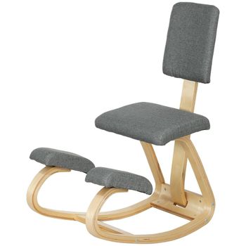 Silla de oficina de madera de abedul gris 84x51x93 cm.