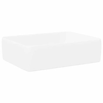 Lavabo De Baño Moderno | Lavabo Rectangular De Cerámica Blanco 48x37x13 Cm