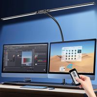 lampara de escritorio led dimmable 24w 75 cm doble cabezal con mando a distancia r 2400 lumenes 5 colores y 10 niveles de brillo lampara de luz natural con pinza para monitor y mesa