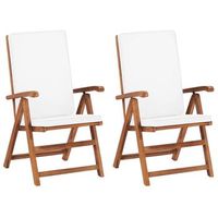 sillas de jardin reclinables y cojines 2 uds  silla de exterior  sillon madera maciza teca cfw6211