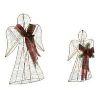 conjunto de 2 decoraciones led de interior navidad accesorio angeles iluminados metal multicolor annsjon