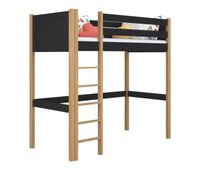 cama alta de madera n06 negro  roble