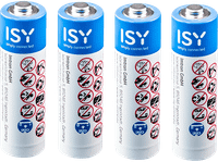 pilas aa - isy iba-2004 alcalina lr06 15v 4 unidades blanco y azul