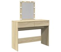 tocador - tocador de maquillaje - mesa de tocador con led color roble sonoma 100x40x130 cm