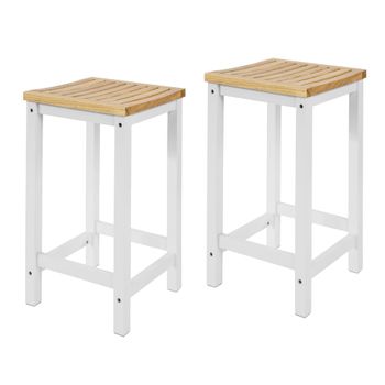 Taburetes de bar x2 cuadrado madera blanco