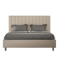 cama con somier acolchada 160x210 cuero sintetico gris paloma agueda