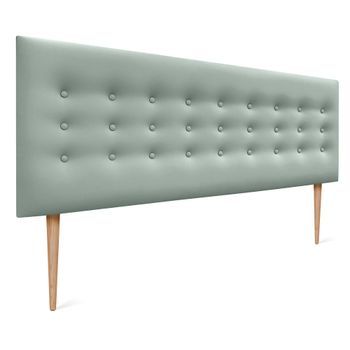 Dhome Cabecero De Polipiel Con 3 Hileras De Botones Y Patas Cabezal Tapizado Cama Lujo (verde Agua, 135cm)