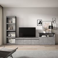 muebles de salon para tv efecto madera cemento 310x35x186cm