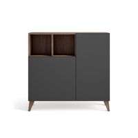zapatero melamina nogal puertas grafito 87x90x27 cm