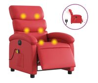 vidaxl sillon de masaje reclinable electrico de cuero artificial rojo