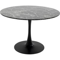 mesa de comedor mdf negro tapa efecto marmol o110 cm