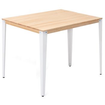 Mesa Lunds Alta 80x120x110cm Blanca En Madera Maciza De Pino Acabado Natural Estilo Nórdico Industrial Box Furniture
