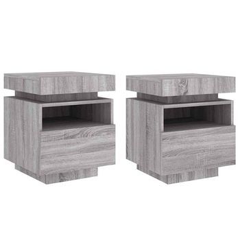 Mesitas De Noche Con Luces Led 2 Uds Gris Sonoma 40x39x48,5 Cm Vidaxl