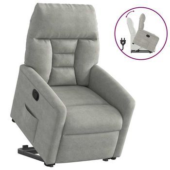 Vidaxl Sillón Reclinable Elevable Tela De Microfibra Gris Claro
