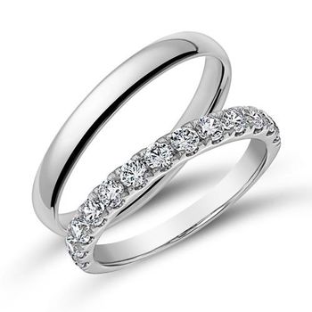 Juego de anillos de compromiso de oro blanco de 14 quilates, diamantes cultivados en laboratorio