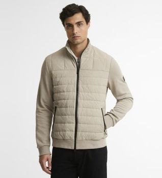 Barbour para hombre. MQS0070 Sudadera Collins Baffle beige (L), Casual, Gris, Poliamida, Manga larga