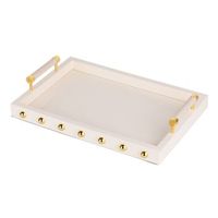 bandeja mdf  acero inox beige 45x31x9 cm