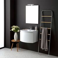 mueble de bano suspendido blanco de 62 cm con espejo rectangular  riva