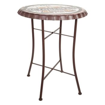 Mesa redonda de metal marrón d60x71