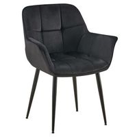 silla de comedor roseville en terciopelo negro 58x65x85 cm clp