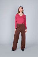 pantalones palazzo de tejido jacquard chocolate check 44