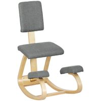 homcom silla ergonomica de rodillas con respaldo cojines acolchados marco de madera para una mejor postura oficina gris