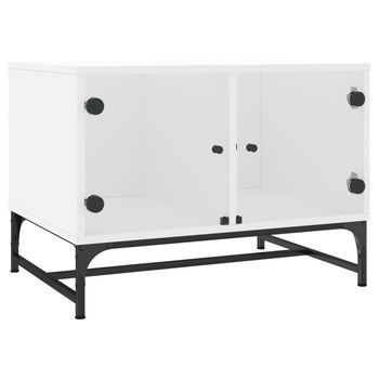 Mesa De Centro Con Puertas De Vidrio Blanca 68,5x50x50 Cm Vidaxl